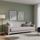 Divano Letto 3 Posti Grigio Contenitore di Apertura Click-clack 222x88 cm, Lavabile - Nogara