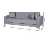 Divano Letto 3 Posti Grigio Contenitore di Apertura Click-clack 222x88 cm, Lavabile - Nogara