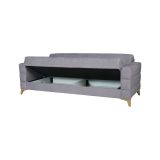 Divano Letto 3 Posti Grigio Contenitore di Apertura Click-clack 222x88 cm, Lavabile - Nogara