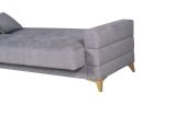 Divano Letto 3 Posti Grigio Contenitore di Apertura Click-clack 222x88 cm, Lavabile - Nogara