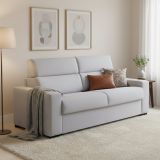 Divano Letto 3 Posti Grigio Sfoderabile Contenitore 220x95 cm, Lavabile Made in Italy - Marcon