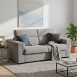 Divano Letto 3 Posti Grigio Sfoderabile Contenitore 225x95 cm, Lavabile Made in Italy - Nus