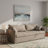 Divano Letto 3 Posti Grigio Tortora Sfoderabile Lavabile 205x86 cm, Idrorepellente Letto Estraibile Materasso Incluso Made in Italy - Avellana