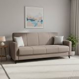Divano Letto 3 Posti Marrone Contenitore di Apertura Click-clack 220x90 cm, Lavabile - Mulazzo