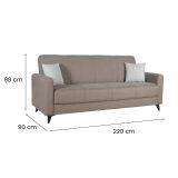 Divano Letto 3 Posti Marrone Contenitore di Apertura Click-clack 220x90 cm, Lavabile - Mulazzo