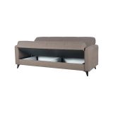 Divano Letto 3 Posti Marrone Contenitore di Apertura Click-clack 220x90 cm, Lavabile - Mulazzo