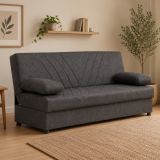 Divano Letto 3 Posti Marrone Contenitore Reclinabile 181x81 cm, Cuscini Inclusi - Apicella