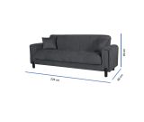 Divano Letto 3 Posti Nero Antracite Contenitore 226x86 cm, Lavabile - Papozze