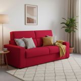 Divano Letto 3 Posti Rosso Sfoderabile Contenitore 220x95 cm, Lavabile Made in Italy - Quindici