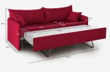 Divano Letto 3 Posti Rosso Sfoderabile Lavabile 205x86 cm, Idrorepellente Letto Estraibile Materasso Incluso Made in Italy - Avellana