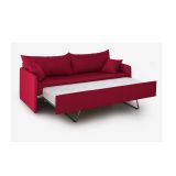 Divano Letto 3 Posti Rosso Sfoderabile Lavabile 205x86 cm, Idrorepellente Letto Estraibile Materasso Incluso Made in Italy - Avellana