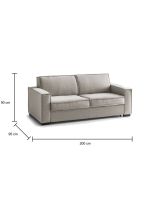 Divano letto 3 posti tortora 200x95cm - Adalberto