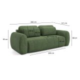 Divano Letto 3 Posti Verde Contenitore di Apertura a Libro 266x121 cm, Reclinabile - Sessame