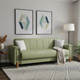 Divano Letto 3 Posti Verde Contenitore di Apertura Click-clack 226x86 cm, Lavabile - Papozze