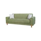 Divano Letto 3 Posti Verde Contenitore di Apertura Click-clack 226x86 cm, Lavabile - Papozze