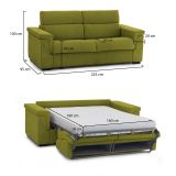 Divano Letto 3 Posti Verde Sfoderabile Contenitore 225x95 cm, Lavabile Made in Italy - Benedetto