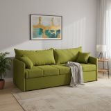 Divano Letto 3 Posti Verde Sfoderabile Lavabile 205x86 cm, Idrorepellente Letto Estraibile Made in Italy - Avellana