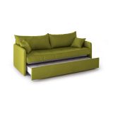 Divano Letto 3 Posti Verde Sfoderabile Lavabile 205x86 cm, Idrorepellente Letto Estraibile Made in Italy - Avellana