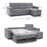 Divano letto 4 posti grigio 285x160cm - Ganzaria