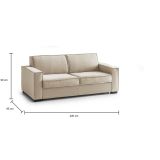 Divano Letto Adalgisa, Divano a 3 posti, 100% Made in Italy, Sofà Soggiorno con apertura girevole, in tessuto imbottito, con Braccioli standard, Cm 220x95h90, Beige