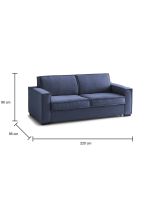 Divano Letto Adalgisa, Divano a 3 posti, 100% Made in Italy, Sofà Soggiorno con apertura girevole, in tessuto imbottito, con Braccioli standard, Cm 220x95h90, Blu