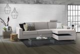 Divano Letto Adela, Divano ad angolo, 100% Made in Italy, Sofà con apertura girevole, Penisola contenitore Destra, con Braccioli standard, Cm 280x95h90, Grigio