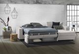 Divano Letto Adela, Divano ad angolo, 100% Made in Italy, Sofà con apertura girevole, Penisola contenitore Destra, con Braccioli standard, Cm 280x95h90, Grigio