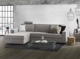 Divano Letto Adima, Divano ad angolo, 100% Made in Italy, Sofà con apertura girevole, Penisola contenitore Sinistra, con Braccioli slim, Cm 260x95h90, Grigio
