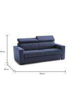 Divano Letto Agostina, Divano a 2 posti, 100% Made in Italy, Sofà Soggiorno con apertura girevole, con poggiatesta regolabili e Braccioli slim, Cm 160x95h85, Blu
