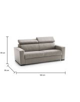 Divano Letto Agostina, Divano a 2 posti, 100% Made in Italy, Sofà Soggiorno con apertura girevole, con poggiatesta regolabili e Braccioli slim, Cm 160x95h85, Tortora