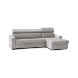 Divano Letto Alberta, Divano ad angolo, 100% Made in Italy, Sofà con apertura girevole, con Penisola contenitore Destra, con Braccioli standard, Cm 280x95h85, Grigio