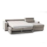 Divano Letto Alberta, Divano ad angolo, 100% Made in Italy, Sofà con apertura girevole, con Penisola contenitore Destra, con Braccioli standard, Cm 280x95h85, Tortora