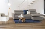 Divano Letto Alberta, Divano ad angolo, 100% Made in Italy, Sofà con apertura girevole, con Penisola contenitore Destra, con Braccioli standard, Cm 280x95h85, Tortora