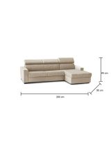 Divano Letto Alceste, Divano ad angolo, 100% Made in Italy, Sofà con apertura girevole, con Penisola contenitore Destra, con Braccioli slim, Cm 260x95h85, Beige