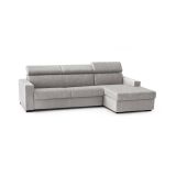 Divano Letto Alceste, Divano ad angolo, 100% Made in Italy, Sofà con apertura girevole, con Penisola contenitore Destra, con Braccioli slim, Cm 260x95h85, Grigio