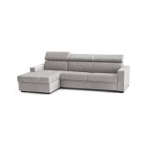 Divano Letto Alda, Divano ad angolo, 100% Made in Italy, Sofà con apertura girevole, con Penisola contenitore Sinistra, con Braccioli standard, Cm 280x95h85, Grigio
