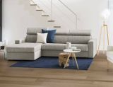 Divano Letto Alda, Divano ad angolo, 100% Made in Italy, Sofà con apertura girevole, con Penisola contenitore Sinistra, con Braccioli standard, Cm 280x95h85, Tortora