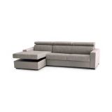 Divano Letto Alda, Divano ad angolo, 100% Made in Italy, Sofà con apertura girevole, con Penisola contenitore Sinistra, con Braccioli standard, Cm 280x95h85, Tortora