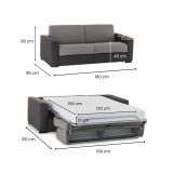 Divano Letto Alena, Divano a 2 posti, 100% Made in Italy, Sofà Soggiorno con apertura girevole, in tessuto imbottito, con Braccioli slim, Cm 160x95h90, Grigio e Antracite