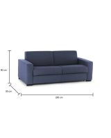 Divano Letto Alexis, Divano a 2 posti Large, 100% Made in Italy, Sofà Soggiorno con apertura girevole, in tessuto imbottito, con Braccioli standard, Cm 200x95h90, Blu