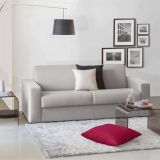 Divano Letto Alicia, Divano a 3 posti, 100% Made in Italy, Sofà Soggiorno con apertura girevole, in tessuto imbottito, con Braccioli slim, Cm 200x95h90, Grigio
