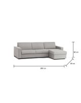 Divano Letto Alicya, Divano ad angolo, 100% Made in Italy, Sofà con apertura girevole, con Penisola contenitore reversibile, con Braccioli standard, Cm 280x95h90, Grigio