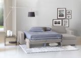 Divano Letto Alisea, Divano ad angolo, 100% Made in Italy, Sofà con apertura girevole, con Penisola contenitore reversibile, con Braccioli slim, Cm 260x95h90, Grigio