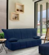 Divano Letto Alisee, Divano a 2 posti, 100% Made in Italy, Sofà Soggiorno con apertura a carrello, in tessuto imbottito, con cuscini inclusi, Cm 125x90h85, Blu