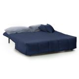 Divano Letto Alisee, Divano a 2 posti, 100% Made in Italy, Sofà Soggiorno con apertura a carrello, in tessuto imbottito, con cuscini inclusi, Cm 125x90h85, Blu