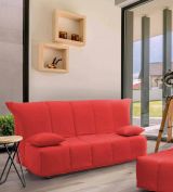 Divano Letto Alisee, Divano a 2 posti, 100% Made in Italy, Sofà Soggiorno con apertura a carrello, in tessuto imbottito, con cuscini inclusi, Cm 125x90h85, Rosso