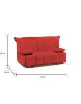 Divano Letto Alisee, Divano a 2 posti, 100% Made in Italy, Sofà Soggiorno con apertura a carrello, in tessuto imbottito, con cuscini inclusi, Cm 125x90h85, Rosso