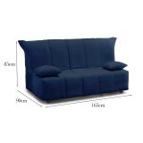 Divano Letto Allegra, Divano a 3 posti, 100% Made in Italy, Sofà Soggiorno con apertura a carrello, in tessuto imbottito, con cuscini inclusi, Cm 165x90h85, Blu