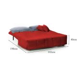 Divano Letto Allegra, Divano a 3 posti, 100% Made in Italy, Sofà Soggiorno con apertura a carrello, in tessuto imbottito, con cuscini inclusi, Cm 165x90h85, Rosso