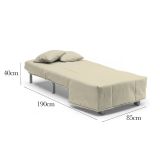 Divano Letto Alma, Divano singolo, 100% Made in Italy, Poltrona soggiorno con apertura a carrello, in tessuto imbottito, con cuscini inclusi, Cm 85x90h85, Beige